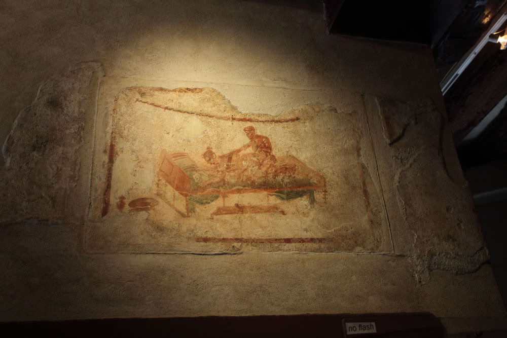 Darstellungen im alten Bordell der Stadt Pompeii