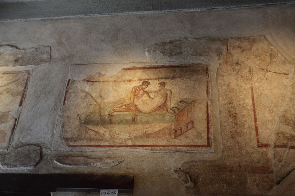 Darstellungen im alten Bordell der Stadt Pompeii